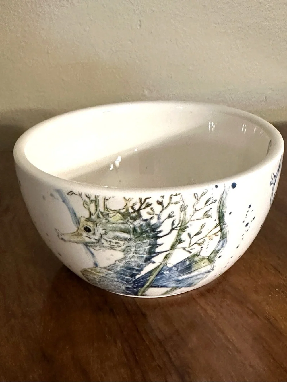 NEW Pier 1 Sea Life 4” Ironstone Bowl Seahorse Fish Coral Coastal Nautical Beach